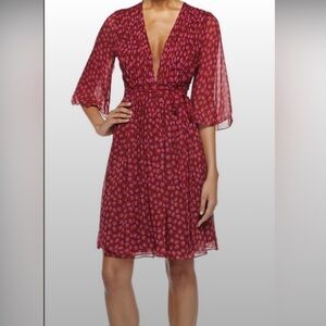 Diane von Furstenberg Alicia Peasant-Sleeve Ballet Rose Dress Size 2